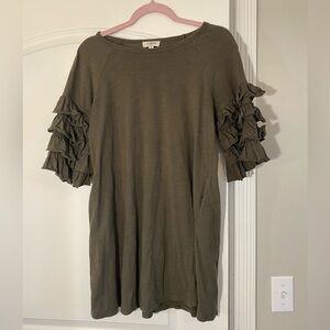Umgee M Army Green Ruffle Sleeve‎ Dress